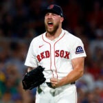 Red Sox starter Garrett Crochet ended his night by striking out the last two batters in the seventh inning.
