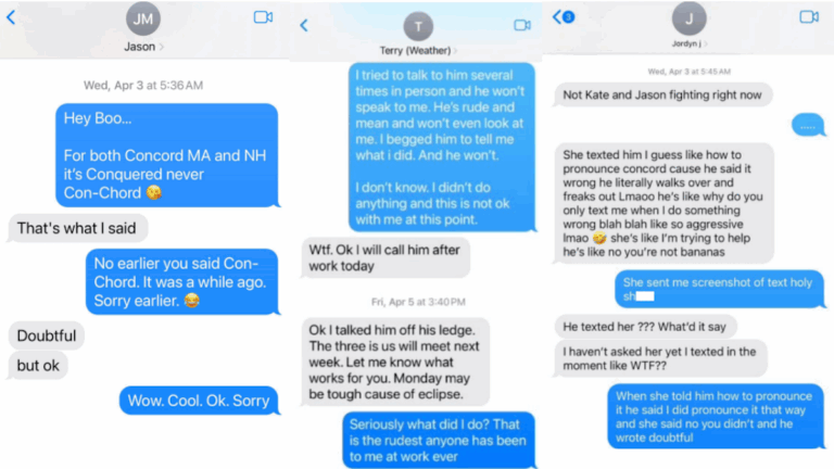 Read the texts from WBZ's Kate Merrill at center of lawsuit